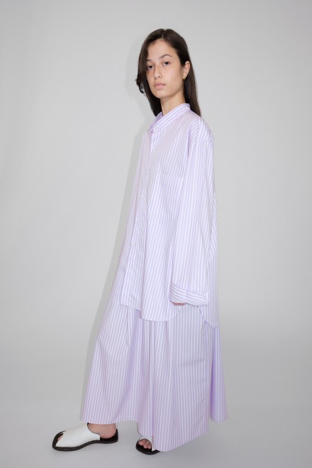 Japanese cotton handmade fringed mao collar shirt