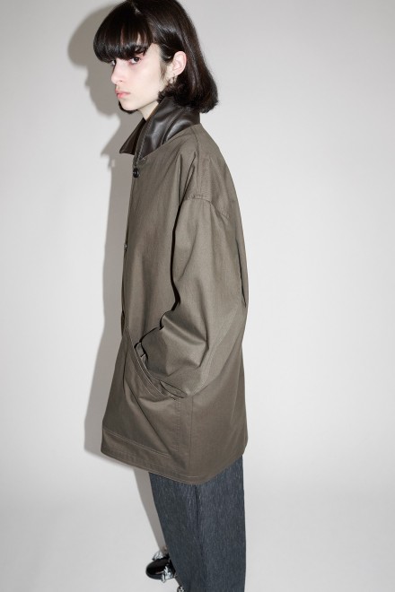 Japanese cotton oversized blouson with leather patch