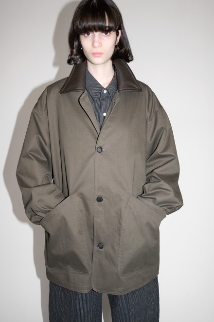 ジャケット・アウター Cristaseya Cotton Oversized Blouson M Cristaseya Oversized Blouson with Leather Collar Khaki