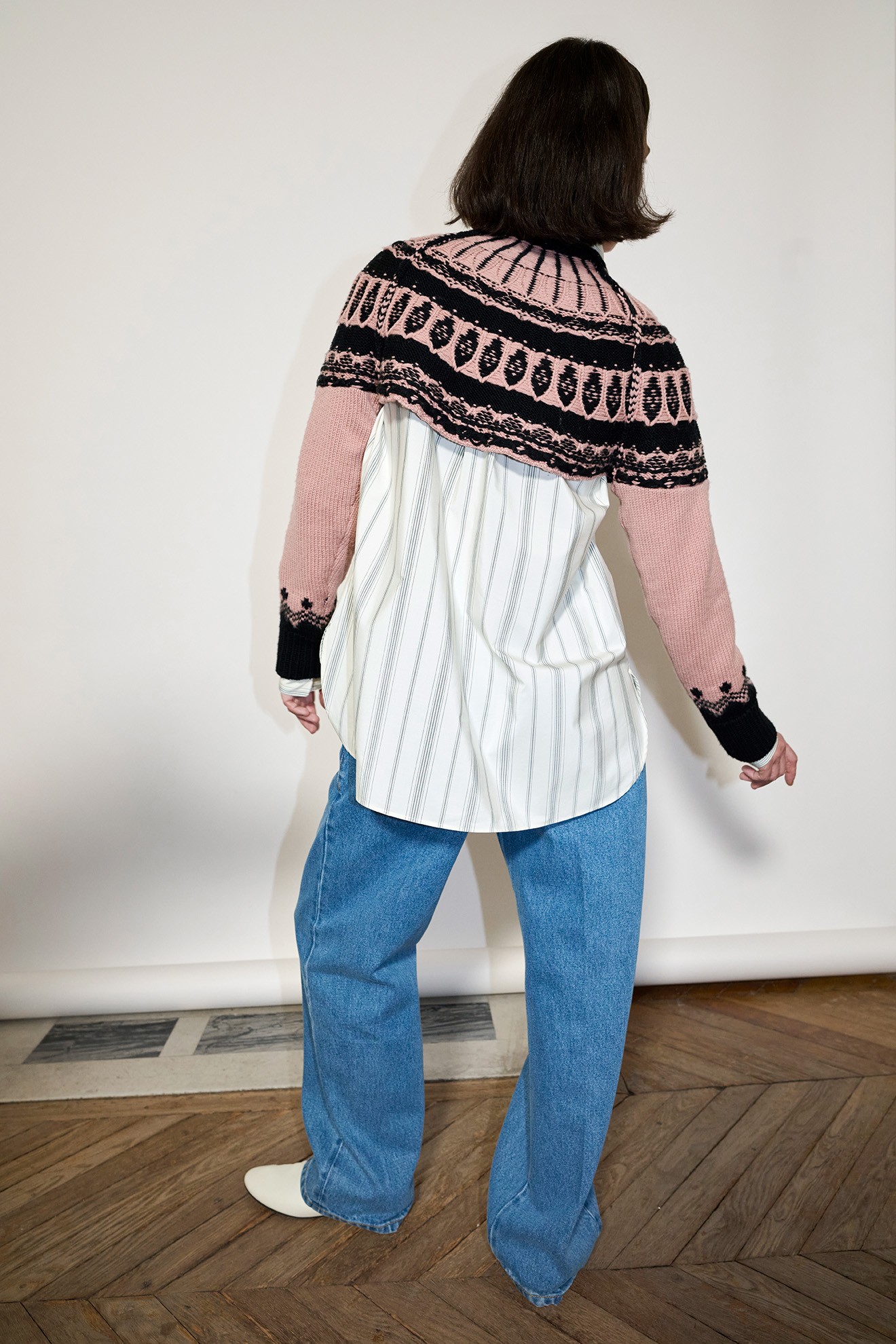 Inside out very cropped oversized mountain sweater